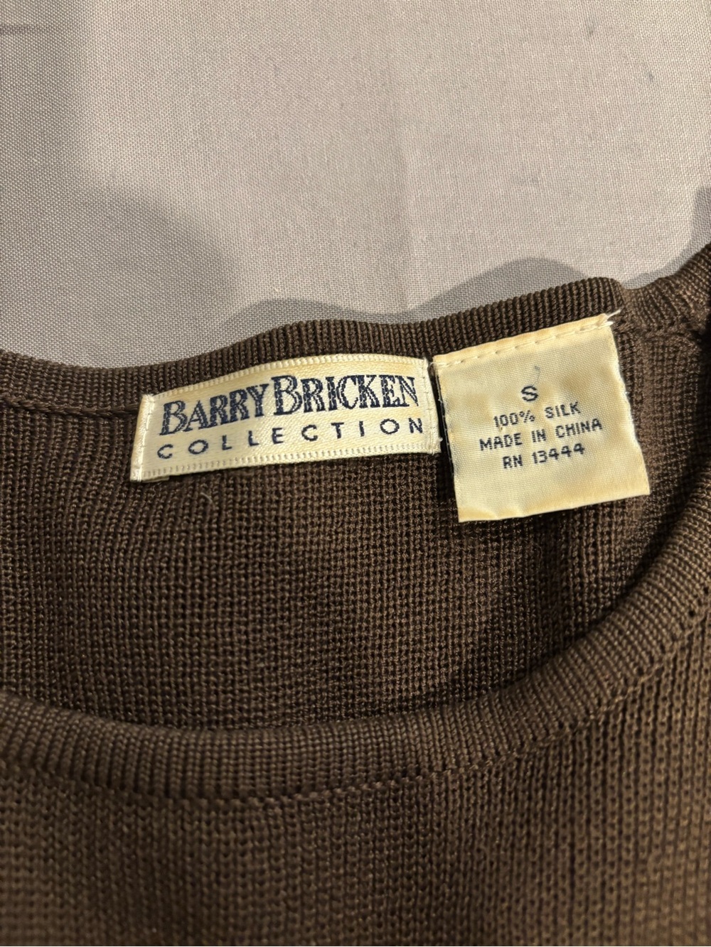 Barry Bricken Collection Women's Silk Crew Neck Sweater - Brown
